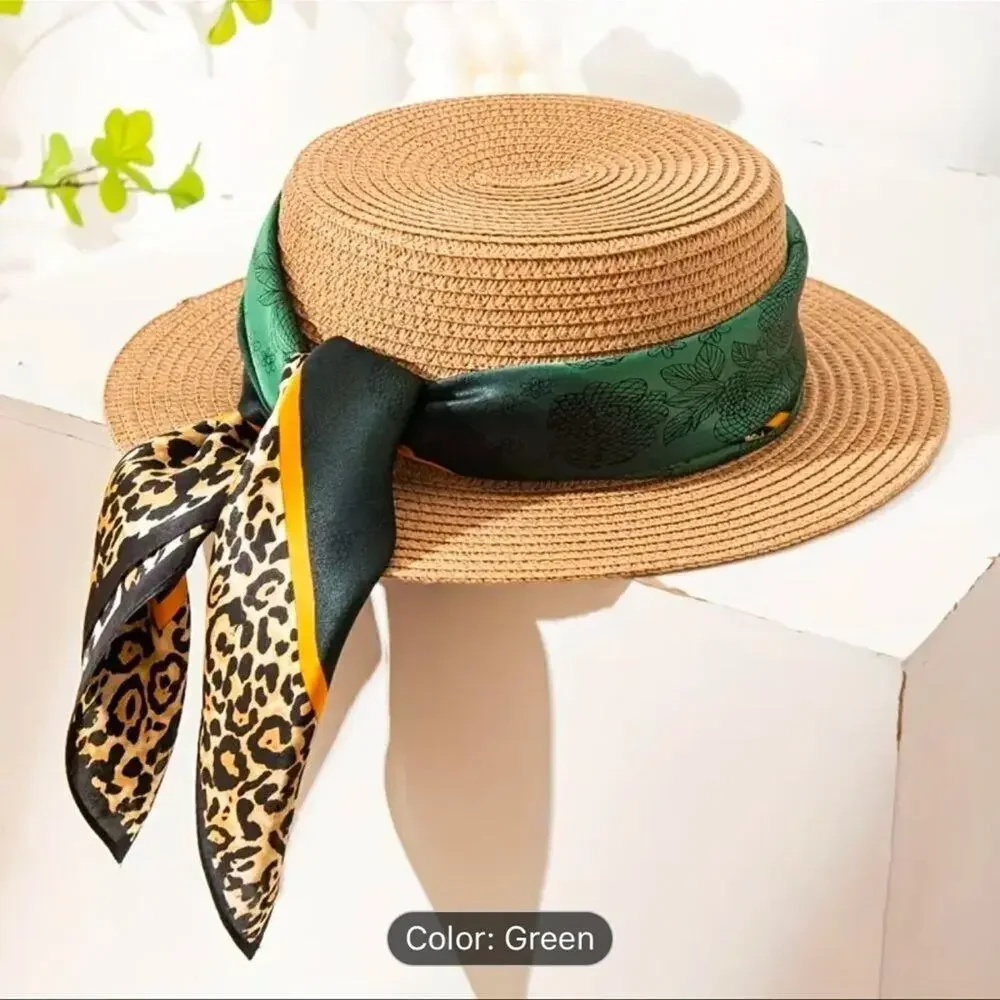 Boho Emerald Green Leopard Print Silk Scarf - Picture 11 of 13